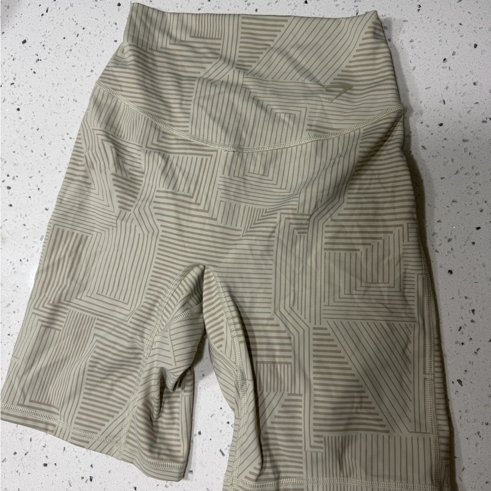 Gymshark Beige Geometric Bike Shorts